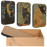 Lesissmer Art Cat Scratcher wall-mount setup showcasing decorative boards and space-saving benefit