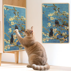 Lesissmer sisal scratch mat wall-mounted Almond Blossoms protects furniture with a dedicated scratching space.