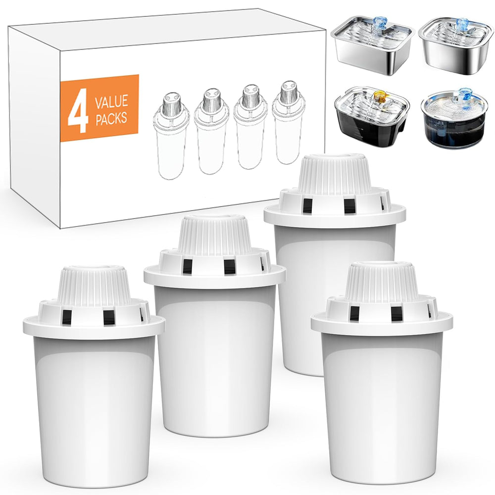 Lesotc replacement filters 4-pack close-up shows compact design for easy replacements and cleaner water.