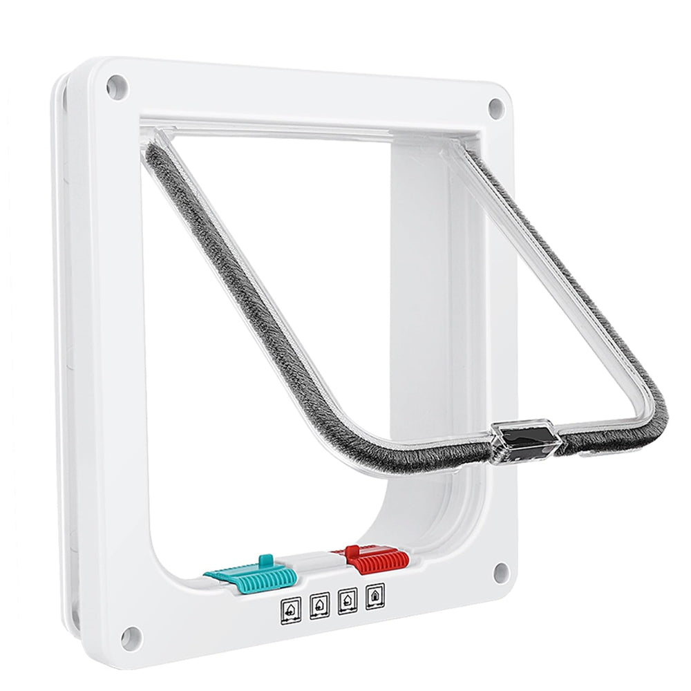 Lessmon safety pet door with 4-way lock enables controlled pet access and safety.