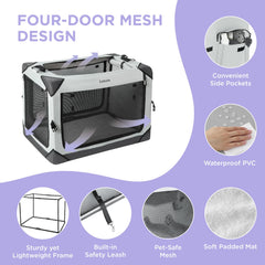 Lesure Collapsible Dog Crate for car travel keeps your dog comfortable.