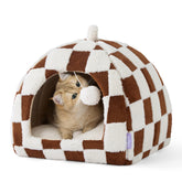 LE SURE Lesure cat bed brown exterior offers cozy shelter for indoor kittens.