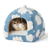 LE SURE cute cat bed exterior blue, a cozy cave for indoor cats' daytime naps