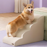 LE SURE Dog Stairs in beige with 4 steps provide safe, easy bed access for small dogs.