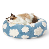 LE SURE donut bed blue front view for cozy naps and snuggles
