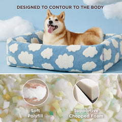 LE SURE rectangle pet bed jacquard plush enhances room decor while plush comfort