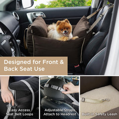 LE SURE Lesure car seat back view demonstrates stable setup for pets