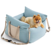 LE SURE Lesure small dog car seat front view with safety leash for secure travels.