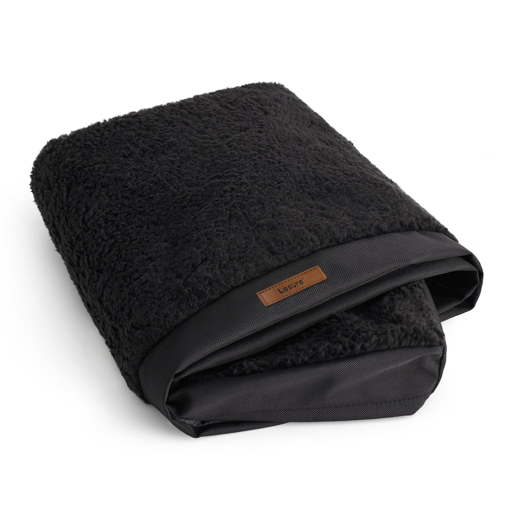 LE SURE large black dog bed cover with plush sherpa surface for all season comfort