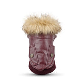 LESYPET dog leather jacket waterproof faux leather for outdoor warmth