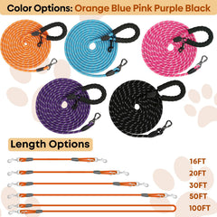 Leterno long dog leash padded-handle offers comfortable grip for long walks.
