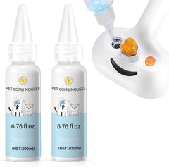 LetsFeed Pet Steam Brush Refill bottle label for gentle grooming between baths