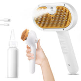 LetsFeed Pet Steam Brush yellow closeup for gentle shedding control.