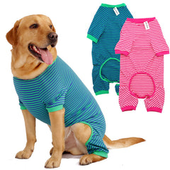 Levibasic dog pajamas pink-green striped for daily comfort and style