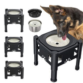 Lewondr elevated dog water bowl with no-spill disk showing controlled drinking