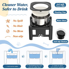 Lewondr large-capacity water bowl holds 2.5L for big dogs