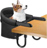 Lfory dog high chair table side view: compact booster at table level
