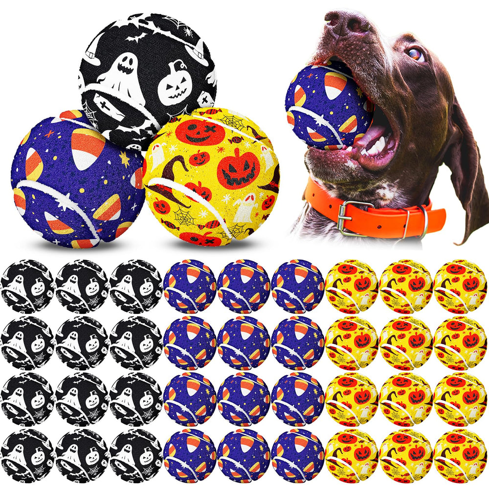 Libima pumpkin-style Halloween dog tennis ball ready for festive fetch and training.