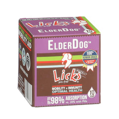Licks ElderDog LiquiPaks packaging for easy senior-dog supplementation.
