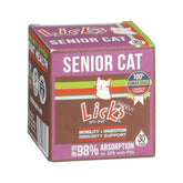 Licks Pill Free Senior Cat gel packets front view showcasing joint support in a chicken lick.
