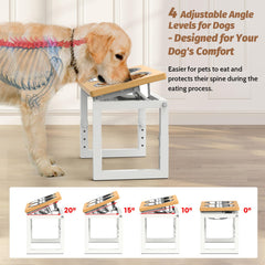 LIDTOP elevated dog bowls tilt 0-20 degrees for easier reach during meals.