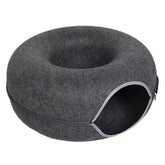 liefoytimn Tunnel Nest front view dark gray shows cozy donut bed for naps