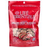 Life Essentials by Cat-Man-Doo freeze-dried beef nuggets packshot—high-protein treat for dogs and cats.