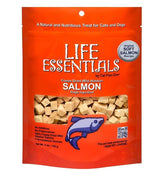 LIFE ESSENTIALS BY CAT-MAN-DOO freeze-dried salmon treats in an open bag for quick rewards.