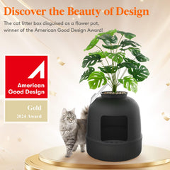 Lifewit hidden litter box with 18-leaf faux plant detail enhances decor while keeping litter contained