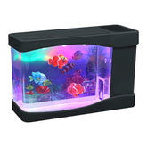 Lightahead artificial mini aquarium with colorful LED fish and bubbles for desktop calm.