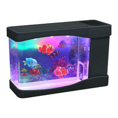 Lightahead artificial mini aquarium with colorful LED fish and bubbles for desktop calm.