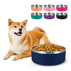 LIHONG dog bowl blue front view highlights sturdy build for daily meals.