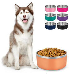 LIHONG stainless steel 64oz orange dog bowl for large dogs