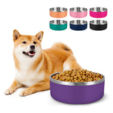 LIHONG stainless-steel-dog-bowl top-view with non-slip base for stable meals