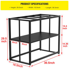 Likeem stand dimensions 36.5 by 18.5 by 29.5 inches for mid sized tanks