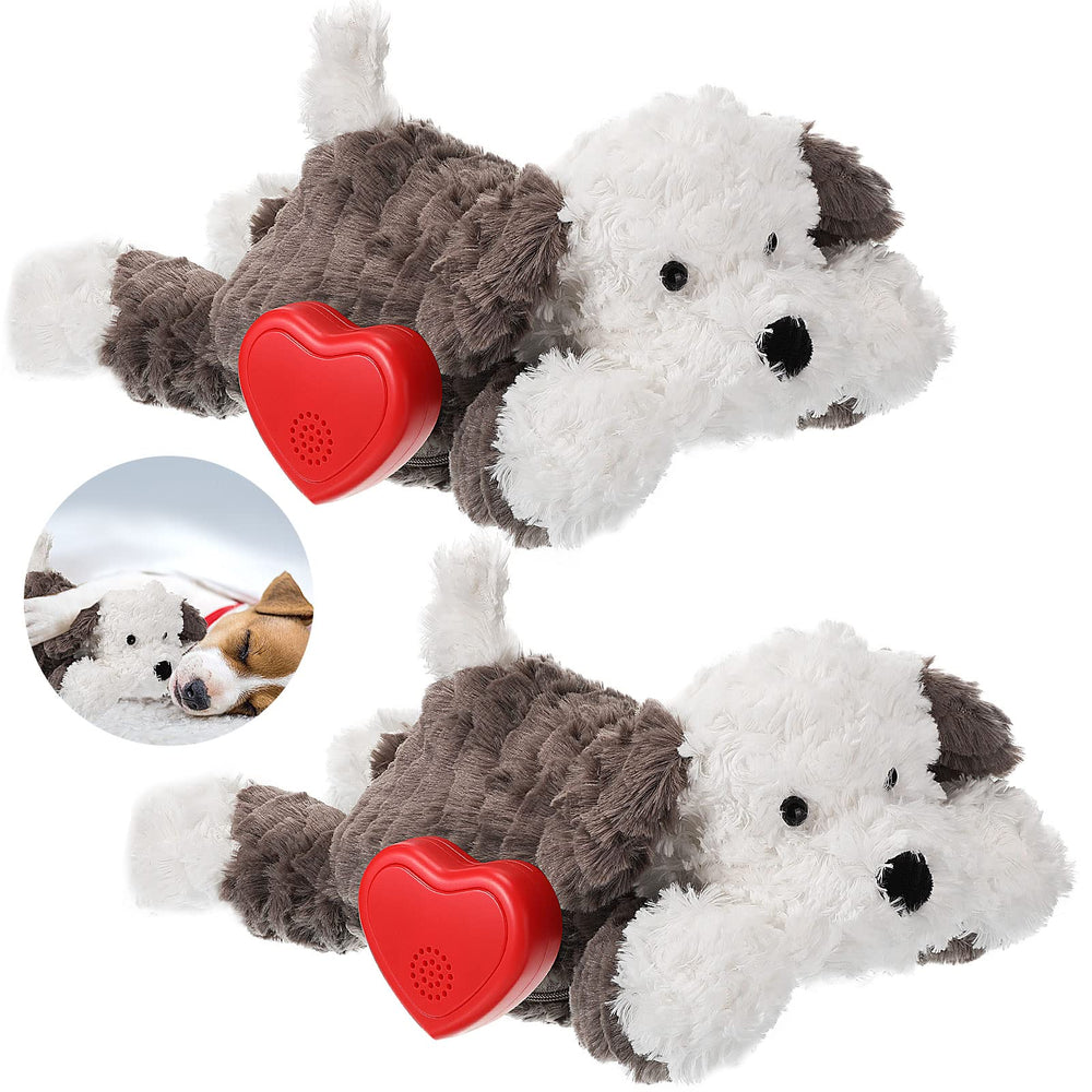 Liliful puppy heartbeat toy pack with two plush dogs for anxious pets.