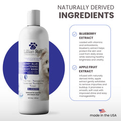 Lillian Ruff Berry Blue Brightening Face and Body Wash visual hints at all-over coat brightness and aroma
