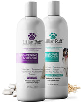 Lillian Ruff Brightening Shampoo pour brightens coats with coconut scent for dogs.