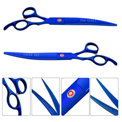 LILYS PET curved scissors blue point up for contour-following trimming