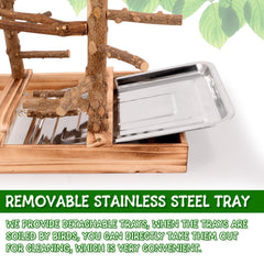 Limio Bird Playground removable tray simplifies cleaning after playtime.