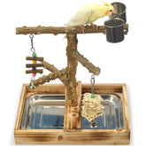 LIMIO natural wood bird toy playground — sturdy setup for safe, engaging cage activity.