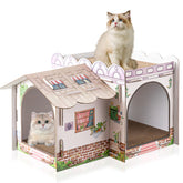 Lineshading 2-story cat house exterior and entrance for a cozy retreat and playful exploration.