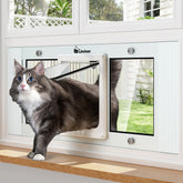 Linvivon cat door window adjustable-width for custom fit and easy pet access
