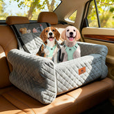 Linvivon dog car seat back view demonstrates roomy space for medium to large dogs on long trips