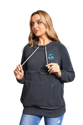 LINYUCHEN cat dog carrier hoodie front view showing cozy fleece warmth
