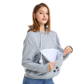 LINYUCHEN Cat Dog Pouch Hoodie front view showing cozy pocket carrier
