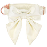 Lionet Paws bowtie dog collar silk fabric closeup highlights comfortable wear