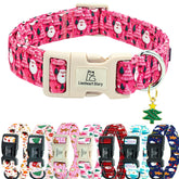 Collar Lionheart Glory rosa con motivo navideño, ideal para fotos festivas.