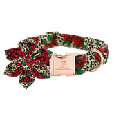 Lionheart Glory dog collar red rose pattern for stylish everyday wear.