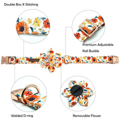 Close-up of Lionheart Glory floral collar showing soft cotton and vibrant flower.